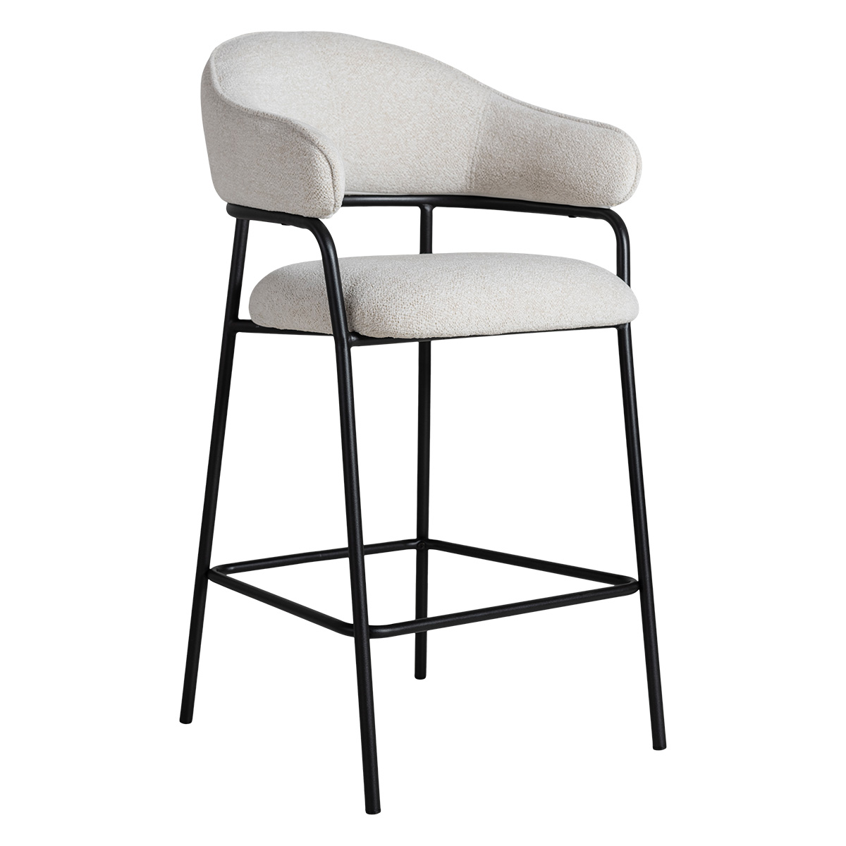 Mer Hemma Dalby barstol tyg vit och metall svart H95 cm