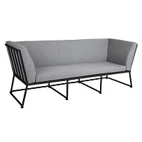 Brafab Vence 3-sits soffa aluminium svart och dynor tyg grå