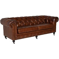 Mer Hemma Vintage Chesterfield 3-sits soffa läder brun B221 cm