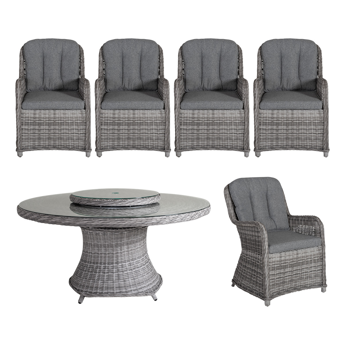 Hastings matgrupp med ishink konstrotting pearl/ljusgrå Ø150 cm
